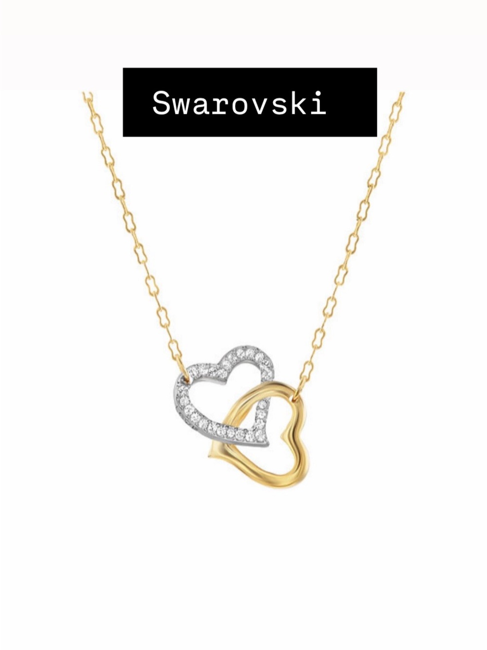 Swarovski Two-Tone Interlocking Heart Necklace - Gold & Silver